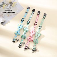 Breakaway-kattenhalsband met bel en vlinderdas Leuke bedrukte verstelbare halsband voor kittens, kleine honden, meisjeskatten