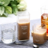 Lot de verres carrés en verre transparent de haute qualité, style américain, 250 ml/400 ml, pour lait, café, jus et autres boissons