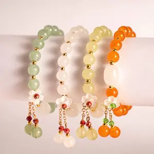 Nouveau cristal coloré mignon vente chaude fleur émaillée élégante perle Bracelet