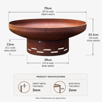 Brasero moderne en acier corten et acier inoxydable pour le chauffage extérieur du jardin, du patio et du camping