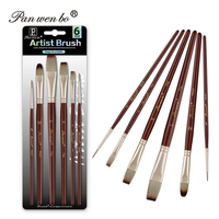 Pinceaux de peinture Panwenbo 3/4/5/6 pièces pour huile, aquarelle et acrylique, poils en nylon, pour artistes
