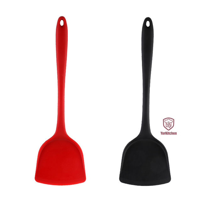 Solid Kitchen Turner Silicone Rubber Spatula for Fish, Eggs, Pancakes, Wok