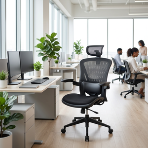 Modern Ergonomic Mesh Executive Office <b>Chair</b> with Adjustable Armrests and Built-In Headrest Swivel Design for Home Office Use - Product Image 3