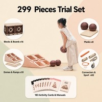 299 Piezas de Bloques de Construcción Modulares de Nivel Inicial con 183 Tarjetas de Actividades, 3 Manuales para Profesores, Equipo Deportivo Interior para Niños