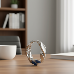 ต่างหูห่วงชุบแพลทินัมสแตนเลสทรงเรขาคณิตสไตล์มินิมอลสำหรับผู้หญิงเครื่องประดับแฟชั่นสำนักงาน - Product Image 2