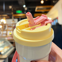 Gobelet isotherme personnalisé réutilisable à double paroi en acier inoxydable 316, tasse de voyage à café avec couvercle, paille et cordon