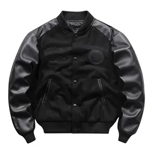 Wholesale Men's Varsity Jacket Button Front Letter Print Streetwear Baseball Bomber Jacket
