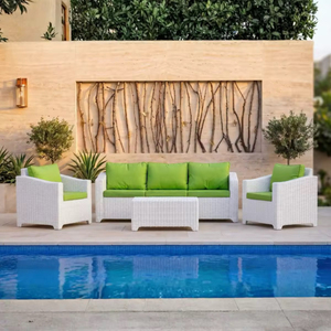 Conjunto de Sofá de Ratán Sintético Curvo Redondo de Lujo de Grado Comercial con Cojines Gruesos Extraíbles para Patio, Piscina y Jardín - Product Image 3