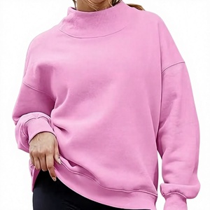 Sweat-shirt à col montant imprimé de haute qualité pour femme, manches longues, couleur unie, décontracté, avec logo frontal, 100 % coton, vente en gros - Product Image 1