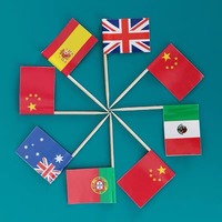 Piques à fruits en bois personnalisées avec drapeaux multinationaux, jetables, pour cocktails, décoration de restaurant et de fête