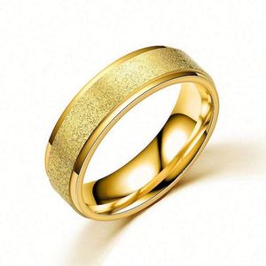 5 Colors 6mm Fashion Jewelry Wholesale <b>Cheap</b> Stainless Steel 18K Gold Plated Frosted <b>Rings</b> for Engagement <b>Wedding</b> Anniversary - Product Image 2
