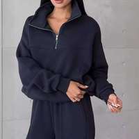 Ensemble de survêtement personnalisé pour femme, 2 pièces, avec sweat à capuche oversize à demi-zip et pantalon de jogging
