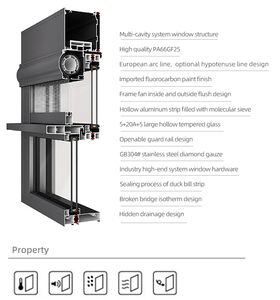 Eloyd 6 + 12A + 6 phong cách Tây nam tự động nâng cửa sổ trượt gỗ khung thép dọc cửa sổ nâng nhôm nâng lên - Product Image 4