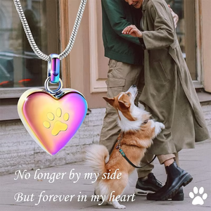 Kalung JCSL Heart Pet <span class=keywords><strong>Ashes</strong></span> Urn dari Baja Anti Karat dengan Rantai Ular untuk Kenang-kenangan Simpati bagi Pemilik Hewan Peliharaan - Product Image 3