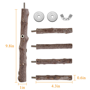 Natural Hard Wood <b>Bird</b> Perch <b>Stand</b> with Safe Chewable Branch Platform and Paw Grinding Stick Apple-Shaped Promotional Pet Toy - Product Image 2