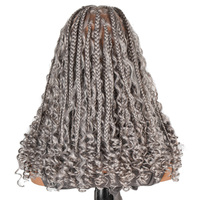 Perruque bohème en dentelle complète SuperNova de 16 pouces, tresses synthétiques légères en gris noir pour femmes, aspect naturel, dentelle transparente