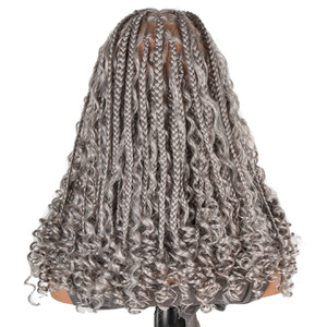 <span class=keywords><strong>Parrucca</strong></span> SuperNova 16 Pollici Full Lace Bohemian Box, <span class=keywords><strong>Trecce</strong></span> Sintetiche Leggere in Grigio Nero per Donne, Aspetto Naturale con Pizzo Trasparente - Product Image 5