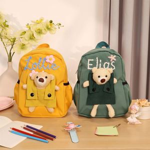 Custom Hand-woven Embroidered Bear <b>Backpack</b> Nylon Strap Polyester Lining Zipper Closure Interior Pocket Cute Kids <b>Toddler</b> - Product Image 2