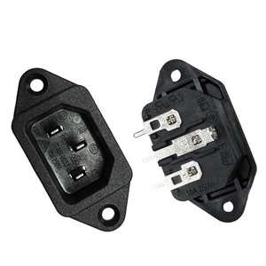 IEC60320 C14 connecteur industriel à angle <span class=keywords><strong>droit</strong></span> 3 broches borne PCB montée sur vis cuivre et Nylon 15A 250V prise d'entrée d'alimentation - Product Image 5