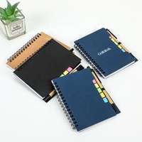 Carnet à spirales personnalisé en papier kraft avec notes personnalisées, format A6, mini-carnets avec stylo et notes autocollantes pour étudiants