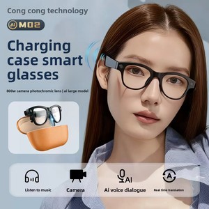 แว่นตาอัจฉริยะ AI เทคโนโลยีใหม่สีดำ ปี 2026 ความละเอียด 800W พิกเซล พร้อมช่องชาร์จแบบย้อนกลับ - Product Image 1