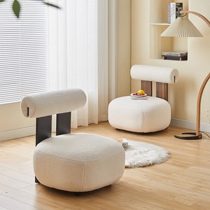 Sillón Individual Moderno Color Crema con Respaldo, Asiento Cómodo para Sala de Estar - Product Image 3