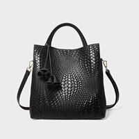 Sacs à main en cuir véritable tissé 2026 pour femmes – Sac à bandoulière en cuir de vachette pleine fleur de qualité supérieure, élégant sac fourre-tout avec pompons floraux
