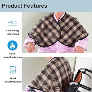 Châle chaud pour personnes âgées, utilisation en hiver sur fauteuil roulant, design à carreaux, doublure en polaire douce, taille adulte, accessoire de santé écologique - Product Image 5