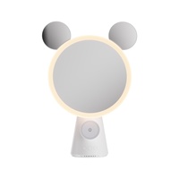 Miroir de maquillage intelligent avec haut-parleur 5.3, lumière d'appoint, luminosité réglable, interaction vocale IA, chargement sans fil, utilisation en extérieur