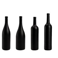 Vente en gros de bouteille en verre de vin rouge de Bordeaux de 750ml givré noir transparent vide bouchon de vin de glace emballage de brandy de champagne 5ml