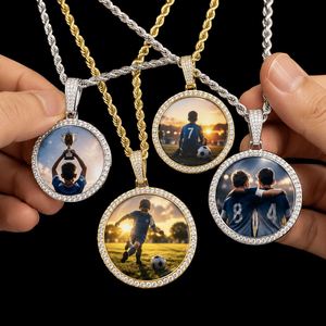 Custom Iced Out Zircon Memory Photo <b>Locket</b> Pendant Hip Hop Style Silver Plated Necklace - Product Image 3