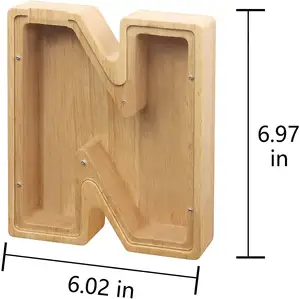 木制个性化储蓄罐玩具字母男孩儿童钱罐钱币女孩成人储蓄盒儿童钱银行