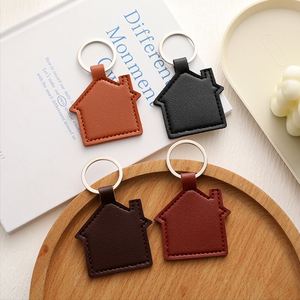 Minimalist House Outline Blank PU Leather Key Holder Cute Home Keychain Pendant Bag <b>Charm</b> <b>Keyring</b> for New House Gift - Product Image 4