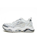 Baskets plateforme tendance en maille argentée métallisée, style rétro, épaisses, avec amorti lumineux, unisexe, pour l'hiver, l'automne et le printemps