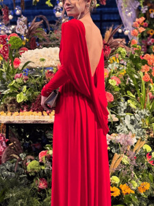 Nuovo Stile di Abito da Donna Autunnale in Poliestere Plissettato, Antistatico, Aderente, a <span class=keywords><strong>Maniche</strong></span> <span class=keywords><strong>Lunghe</strong></span>, con Vita Alta, Scollatura sulla <span class=keywords><strong>Schiena</strong></span> e Stola - Product Image 4