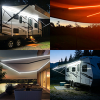Bande lumineuse LED COB 12V pour auvent, 6000K ambre, étanche IP65, télécommande RF pour camping-car, caravane
