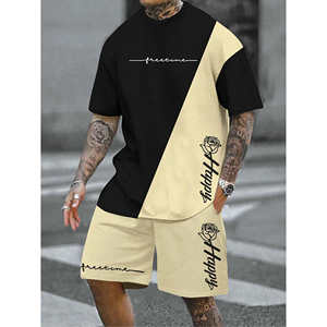 Set di t-shirt con lettere colorate alla moda da <span class=keywords><strong>uomo</strong></span> semplice <span class=keywords><strong>abbigliamento</strong></span> alla moda per lo stile Casual intelligente stagione estiva all'ingrosso - Product Image 3