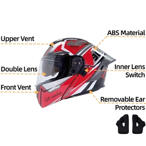 Casques de <span class=keywords><strong>moto</strong></span> intégraux <span class=keywords><strong>Predator</strong></span> Design avec double visière et protections d'oreilles amovibles, matériau ABS, utilisation toutes saisons - Product Image 3