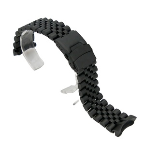 Bracelet de montre en acier inoxydable 316L noir mat de haute qualité 22 mm Happy Time, maillons entièrement solides, petit MOQ pour 007 - Product Image 4