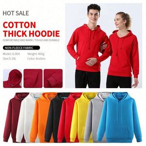 เสื้อสเวตเตอร์มีฮู้ดผ้าฟลีซสำหรับทุกเพศเสื้อกันหนาวมีฮู้ดผ้าคอตตอนเนื้อนุ่ม100% เรียบเหมาะสำหรับฤดูหนาว - Product Image 6