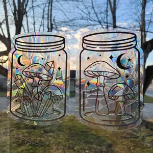 custom Psychedelic Mushroom in Bottle Jar Suncatcher Sticker