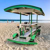 Vélo Tandem Monovitesse 6 Places avec Bar Mobile, Repose-Pieds Réglables, Chariot de Vente de Bière, Personnalisable pour Loisirs et Visites Touristiques