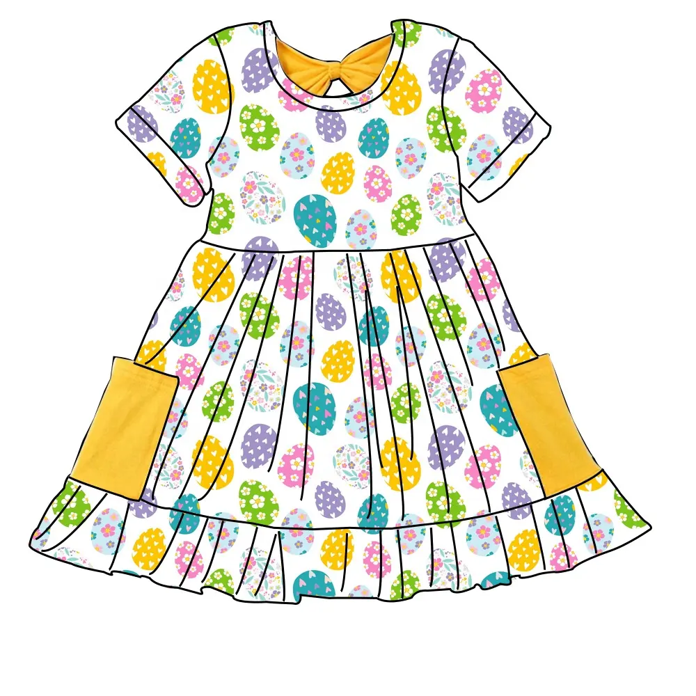 Pascua bebé niñas princesa vestido fiesta nuevos diseños 1 año niño niña ropa 1 piezas manga corta verano desgaste niñas vestido