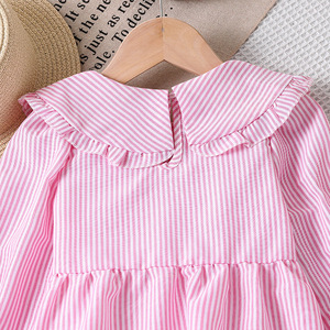 ชุดเด็กผู้หญิง เสื้อผ้าเด็ก ฤดูใบไม้ร่วงใหม่ สไตล์เกาหลี คอปกตุ๊กตา เสื้อแขนยาว กางเกงลายทาง - Product Image 4