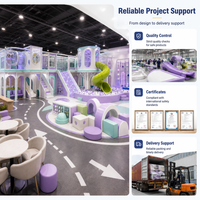Structure de jeu souple multi-niveaux pour enfants, type labyrinthe, avec mur d'escalade Néon Galaxie, certifiée CE pour projets FEC