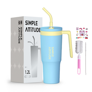 Taza de gran capacidad para acampar al aire libre, botella de agua térmica, tazas de viaje, vaso de 40 OZ con cerámica y Asa - Product Image 1