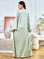 Abaya Kaftan en maille brodée de perles et strass, col en V, manches longues, vêtement islamique, robe de soirée, grande taille, vente en gros, sur mesure