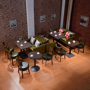 Juego de sofá de cuero minimalista moderno para sala de estar, panadería, tiendas de té de la leche, <span class=keywords><strong>restaurante</strong></span> occidental <span class=keywords><strong>chino</strong></span> temático de pared de madera - Product Image 1