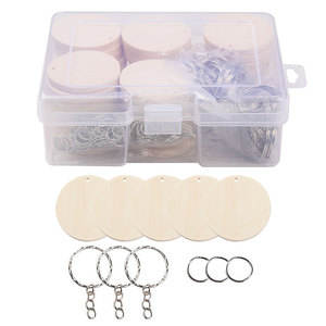 Discos Redondos de Madera de 40mm con un Solo Orificio y Anillos Metálicos para Llaveros, Suministros para Manualidades - Product Image 5