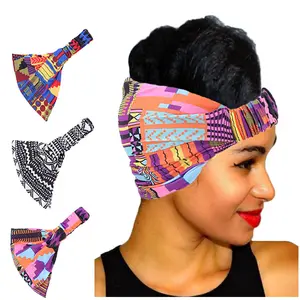 Africano di Cotone Stretch con Stampa Della Fascia per le Donne Elastico Headwear Turbante Testa Sciarpa Delle Signore Dalla Fasciatura avvolgere la testa accessori per capelli